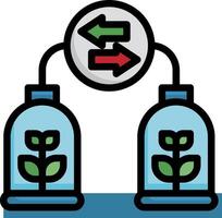 Two jars with plants in them and a green arrow pointing to the right vector