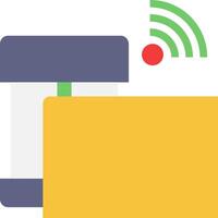 A yellow folder with a wifi icon on it vector