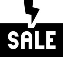 A black and white sale sign with a lightning bolt vector