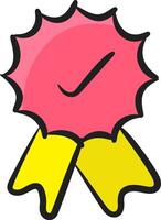 A cartoon award ribbon with a tick mark vector