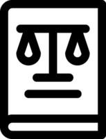 A black and white icon of a book with scales on it vector