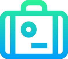 A suitcase with a blue and green logo vector