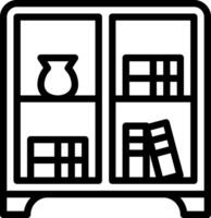 A black and white image of a bookcase with books vector