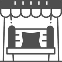 A black and white illustration of a store front vector