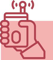 A hand holding a cell phone with a wifi symbol vector