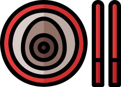 A red and black circular object with two sticks vector