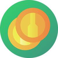 A green and orange circle with a bottle of wine vector