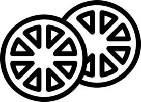 Two slices of lemon are shown in black and white vector