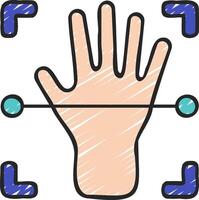A hand with a circle around it and a line on it vector