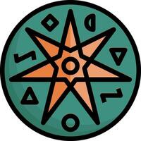 A green and orange star with a circle around it vector