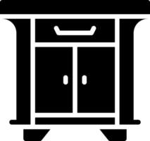 A black and white icon of a cabinet vector