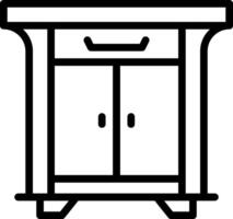 A black and white drawing of a cabinet vector