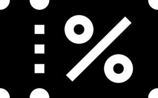 A black and white icon with a percentage sign vector