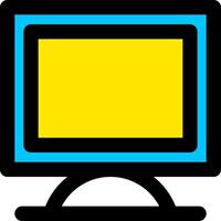 A computer monitor with a yellow screen vector