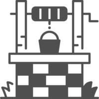 A brick oven with a basket on top of it vector