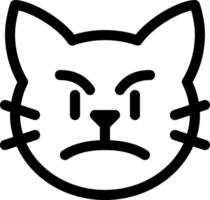 A black and white cat face with an angry expression vector