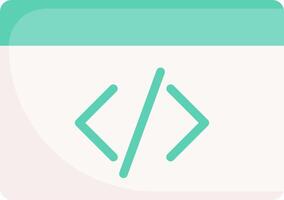 A green and white icon with a code symbol vector