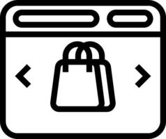 A black and white icon of a shopping bag vector