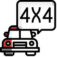 A car with a speech bubble and a 4x4 sign vector