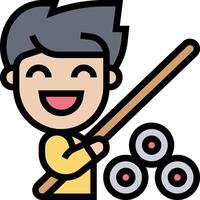 A cartoon man holding a stick and a ball vector