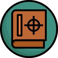 A book with a cross on it and a target vector