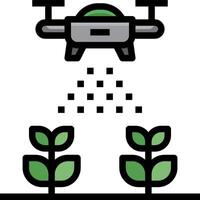A drone is spraying plants with water vector