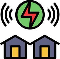 A house with a lightning bolt and a house with a green light vector
