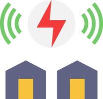 A house with a lightning bolt and a house with a green light vector