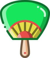 A green fan with a red and yellow handle vector