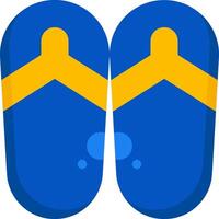 A pair of blue flip flops with yellow straps vector