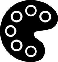 A black and white icon of a paint palette vector