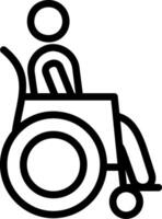A black and white drawing of a person in a wheelchair vector