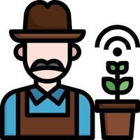 A man with a mustache and hat is holding a plant vector