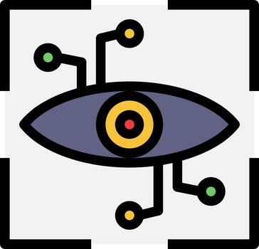 An eye icon with a computer and a circuit board vector