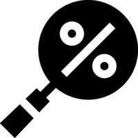 A black and white icon of a magnifying glass vector