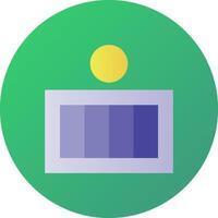 A flat icon of a computer screen with a yellow sun vector