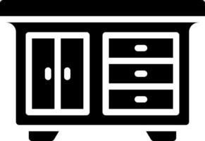 A black and white cabinet with drawers vector