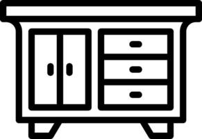 A black and white image of a dresser vector