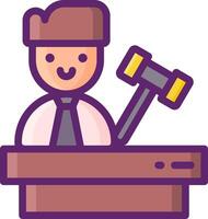 A man in a suit holding a hammer and gavel vector