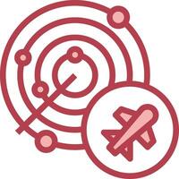 A red circle with a plane and a dot vector