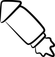 A black and white drawing of a rocket vector