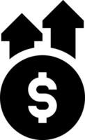 A black and white icon of a dollar sign vector