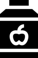A black and white image of a container with an apple inside vector