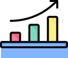 A graph chart with an arrow going up vector