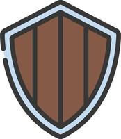 A shield icon with a brown and blue color vector