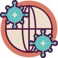 A globe with two coronavirus on it vector