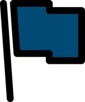 A blue flag with a black outline vector