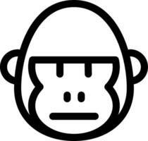 A black and white image of a monkey head vector