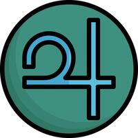 The symbol for the number four is shown in a green circle vector