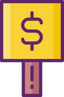 A yellow sign with a dollar sign on it vector